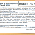 SEPTA Beer Week pass reverse side
